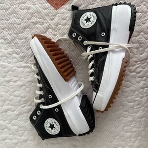 Converse Black, White, and Brown High-Tops